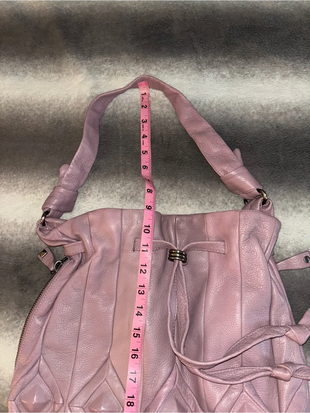 Elliott Lucca Lavender Leather Diamond Woven Bucket Hobo Shoulder Bag